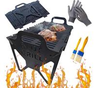 Slot Grill Bbq, Slot Grill - Collapsible BBQ Grill for Easy Storage Steel, Portable Slot Grill BBQ Collapsible for Camping (Black)