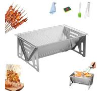 Slot Grill - Collapsible BBQ Grill for Easy Storage Steel, Removable Stainless Steel Barbecue Grill Outdoor Barbecue Grill, For Camping, Outdoor Small Folding Campfire Tabletop Fire Pit Grills (L)