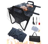 Slot Grill - Collapsible BBQ Grill for Easy Storage Steel, Tool-Free Setup, Lightweight & Compact, Portable Slot Grill BBQ Collapsible for Camping, Tailgating & Outdoor Cooking
