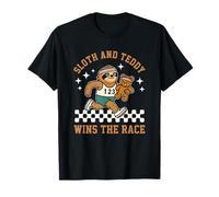 Sloth And Teddy Wins The Race Funny Slow And Steady T-Shirt