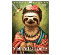 Sloth Art Originals ... un voyage paresseux à travers l'histoire de l'art, Version française (Calendrier mural 2026 DIN A4 portrait), Calendrier CALVENDO mensuel