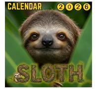 Sloth Calendar 2026: Peaceful Jungle Friends in Adorable Photo Scenes Compact 8.5 x 8.5" Cute Animal Planner