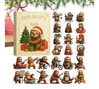 Sloth Christmas Countdown Calendar - 24 Day Acrylic Tree Decor For Animal Lovers | 2D Cutout With Hanging Slot, Festive Wall Window Ornament, Adds Holiday Cheer To Party Celebration And Winter Spaces
