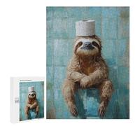 Sloth with Toilet Paper Hat Puzzle 1000 Pièces Educa Jouet en Bois Cadeau Unique Décoration Intérieure Jeu Éducatif Challenge Toy Adultes Et Enfants À Partir De 14 Ans 500 PCS
