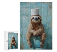 Sloth with Toilet Paper Hat Puzzle 1000 Pièces Educa Jouet en Bois Cadeau Unique Décoration Intérieure Jeu Éducatif Challenge Toy Adultes Et Enfants À Partir De 14 Ans 300 PCS