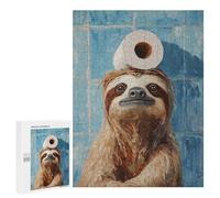 Sloth with Toilet Paper on Head-2 Puzzle 1000 Pièces Educa Jouet en Bois Cadeau Unique Décoration Intérieure Jeu Éducatif Challenge Toy Adultes Et Enfants À Partir De 14 Ans 500 PCS