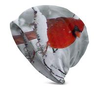 Slouchy Beanie Hat Skull Cap Red Bird in The Snow Baggy Warm Women Long Hip-Hop Stretch