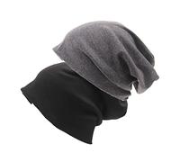 Slouchy Bonnet Femme Homme, 2 Pièces Jersey Skull Cap Flexible Gaufre Côtelé Baggy Plain Long Beanie Hats