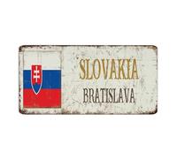 Slovakia-Bratislava - Plaque en métal rustique pour extérieur, maison, garage, jardin, décoration d'intérieur - Plaque en métal en aluminium - Souvenir de pays national, route et garage - 15,2 x 30,5