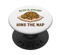 Slow and Steady Wins The Nap Boîte de Couchage Amusante Tortue Lazy PopSockets PopGrip Adhésif