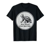 Slow Beats Fast Any Day Turtle Relax Philosophie Citation T-Shirt