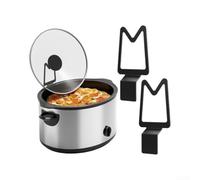 Slow Cooker Lid Holder Stand 2-Pack Black Plastic | Hands-free cooking, drip tray included, fits most brands, 2-pack value, black finish