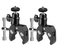 SLOW DOLPHIN Lot de 2 pinces de photographie avec pince à tête sphérique et mini sabot à tête sphérique avec vis de trépied de 6,35 mm à 20 pour écran LCD, lampe flash LED, microphone