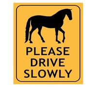 Slow Down Horses Ahead Funny Animal Tin Plaque 12x8 Inch