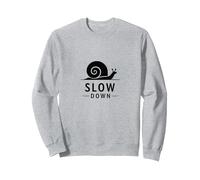 Slow Down Snail Art : Mindful Living Inspirational Sweatshirt, Unisexe pour Adultes, Gris Chiné, XXL