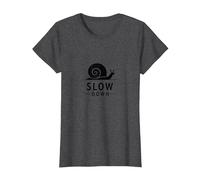 Slow Down Snail Art : Mindful Living Inspirational T-Shirt, Femme, Chiné Foncé, L