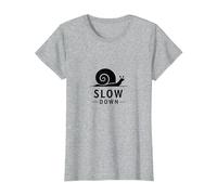 Slow Down Snail Art : Mindful Living Inspirational T-Shirt, Femme, Gris Chiné, L