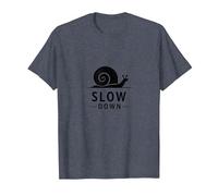Slow Down Snail Art : Mindful Living Inspirational T-Shirt, Homme, Bleu Chiné, M