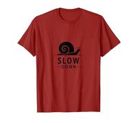 Slow Down Snail Art : Mindful Living Inspirational T-Shirt, Homme, Canneberge, L