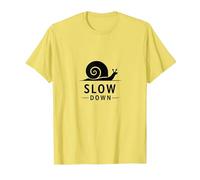 Slow Down Snail Art : Mindful Living Inspirational T-Shirt, Homme, Citron, XL