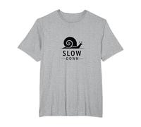Slow Down Snail Art : Mindful Living Inspirational T-Shirt, Homme Grandes Tailles, Gris Chiné, 5X Tall
