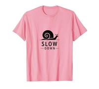 Slow Down Snail Art : Mindful Living Inspirational T-Shirt, Homme, Rose, L