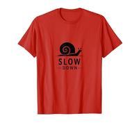 Slow Down Snail Art : Mindful Living Inspirational T-Shirt, Homme, Rouge, L