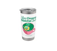 Slow Dreams Matcha Club Esthétique Rétro Amateur de Thé Vert Gobelet isotherme en acier inoxydable double paroi