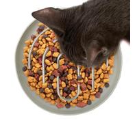 Slow Feeder Bowl, Pet Food Dish, 5.91x5.91x0.79 inches Silicone Holder & Healthy Eating Round Plate, Non Slip Sluggish for Indoor, Cream Cheese, Diced Chicken, and Outdoors