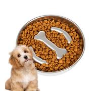Slow Feeder Bowls Dogs, Stainless Steel Dog Food Feeding Bowl, Anti-Tip Licking Basin 8.66x8.66x1.57 inches, Feeder for Medium Large Breeds, Beef Jerky, Diced Chicken