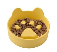 Slow Feeder Dog Bowl, Dog Dishes, 5.12x5.12x2.28 inches, Pet Dish, Anti-Choke Design and Silicone Material, Anti-Slip Base, Ideal for Dogs and Cats, Choking Prevention, Yellow