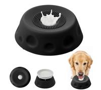 Slow Feeder Gamelle anti-fuite pour chien avec boule pour bouillon d'os et yaourt Convient pour les grands, moyens et petits chiens, aide à l'alimentation des chiots (noir)