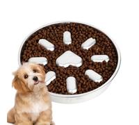 Slow Feeding Dog Bowl, Food Slow Feeder 9.06x8.46x1.38in, Engaging Solution, Stainless Steel Maze Dishes, Anti-Choking Containers for All Breeds, Interactive Supplies