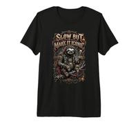 Slow Iconic Heavy Metal Sloth Biker Funny T-Shirt Haut de Gamme