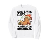 Slow Living Capybara Aquarelle Botanical Marsh Capybara Sweatshirt