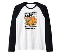 Slow Living Capybara Aquarelle Champignons Botaniques Capybara Manche Raglan