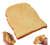 Slow Rising Squishy Bread Croissant Squeeze Toy for Stress Relief & Focus, Realistic Food Fidget Sensory Item for Adults, Soft Stretchy PU Foam Party Favors (Toast Slice)
