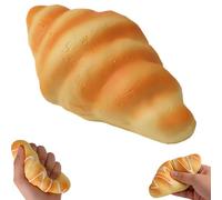 Slow Rising Squishy Bread Croissant Squeeze Toy for Stress Relief & Focus, Realistic Food Fidget Sensory Item for Adults, Soft Stretchy PU Foam Party Favors (Croissant)