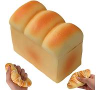 Slow Rising Squishy Bread Croissant Squeeze Toy for Stress Relief & Focus, Realistic Food Fidget Sensory Item for Adults, Soft Stretchy PU Foam Party Favors (Milk Toast Loaf)