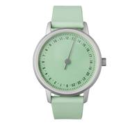 SLOW Round-S 12 - Cuir vert, boîtier argenté, cadran vert, Sangle