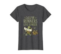 Slow Runners Live Longer Funny Marathon Runner T-Shirt, Femme, Chiné Foncé, M