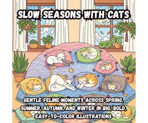 Slow Seasons with Cats: Gentle Feline Moments Across Spring, Summer, Autumn, and Winter in Big, Bold, Easy-to-Color Illustrations