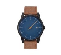 SLOW Solar 06 - Montre bracelet marron, boîtier anthracite, cadran bleu, Solaire 06