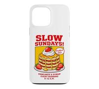 Slow Sundays Pancake Breakfast Funny Illustration Graphic Coque pour iPhone 13 Pro Max