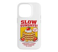 Slow Sundays Pancake Breakfast Funny Illustration Graphic Coque pour iPhone 14 Pro
