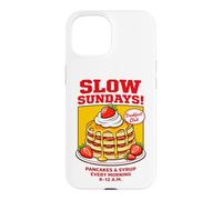 Slow Sundays Pancake Breakfast Funny Illustration Graphic Coque pour iPhone 15