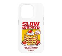 Slow Sundays Pancake Breakfast Funny Illustration Graphic Coque pour iPhone 15 Pro