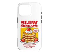 Slow Sundays Pancake Breakfast Funny Illustration Graphic Coque pour iPhone 16 Pro