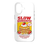 Slow Sundays Pancake Breakfast Funny Illustration Graphic Coque pour iPhone 17