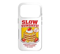 Slow Sundays Pancake Breakfast Funny Illustration Graphic Coque pour iPhone 17 Pro